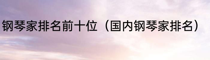 钢琴家排名前十位（国内钢琴家排名）