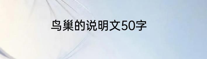 鸟巢的说明文50字