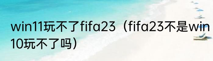 win11玩不了fifa23（fifa23不是win10玩不了吗）