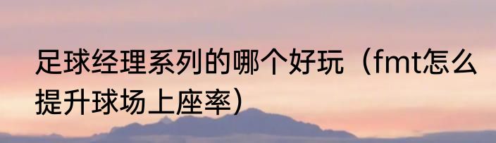 足球经理系列的哪个好玩（fmt怎么提升球场上座率）
