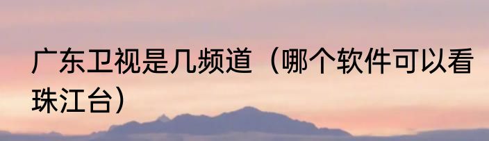 广东卫视是几频道（哪个软件可以看珠江台）