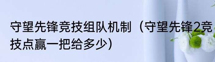 守望先锋竞技组队机制（守望先锋2竞技点赢一把给多少）