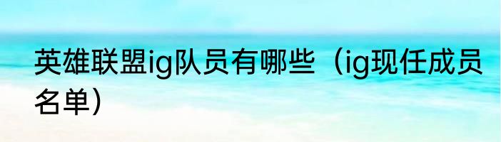 英雄联盟ig队员有哪些（ig现任成员名单）