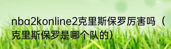 nba2konline2克里斯保罗厉害吗（克里斯保罗是哪个队的）