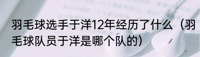 羽毛球选手于洋12年经历了什么（羽毛球队员于洋是哪个队的）