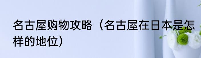 名古屋购物攻略（名古屋在日本是怎样的地位）