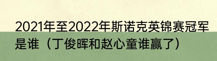 2021年至2022年斯诺克英锦赛冠军是谁（丁俊晖和赵心童谁赢了）
