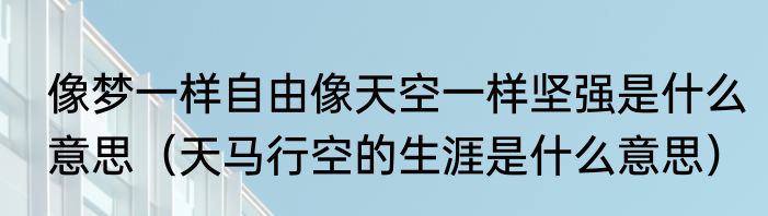 像梦一样自由像天空一样坚强是什么意思（天马行空的生涯是什么意思）