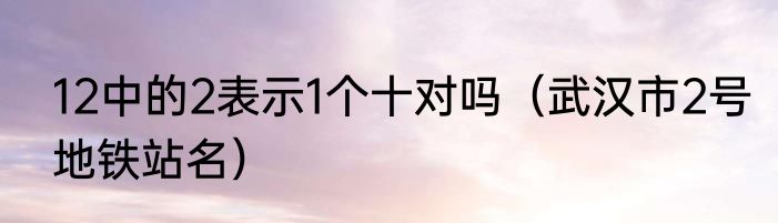 12中的2表示1个十对吗（武汉市2号地铁站名）