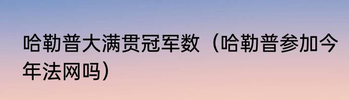 哈勒普大满贯冠军数（哈勒普参加今年法网吗）