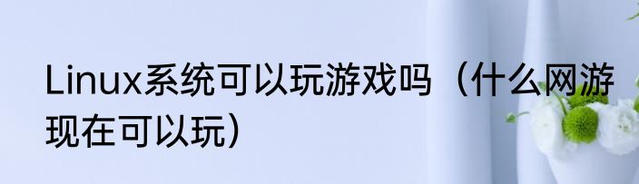 Linux系统可以玩游戏吗（什么网游现在可以玩）