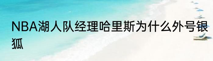 NBA湖人队经理哈里斯为什么外号银狐