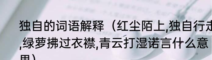 独自的词语解释（红尘陌上,独自行走,绿萝拂过衣襟,青云打湿诺言什么意思）