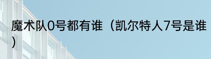 魔术队0号都有谁（凯尔特人7号是谁）
