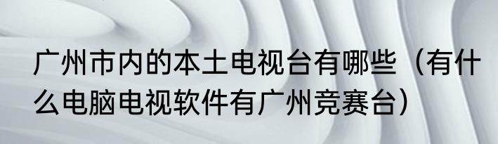 广州市内的本土电视台有哪些（有什么电脑电视软件有广州竞赛台）
