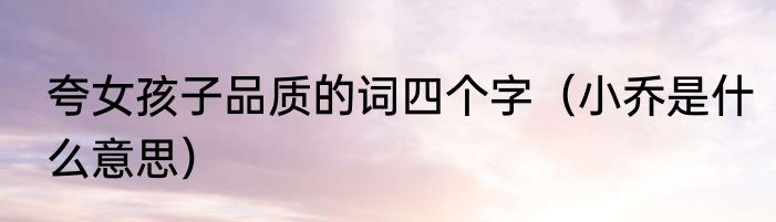 夸女孩子品质的词四个字（小乔是什么意思）