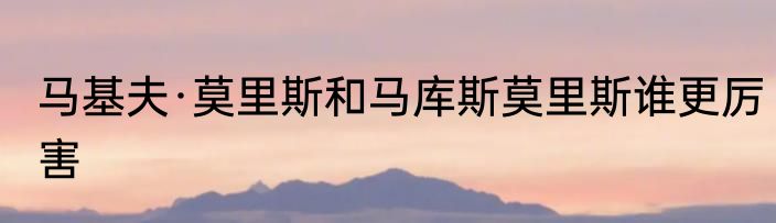 马基夫·莫里斯和马库斯莫里斯谁更厉害