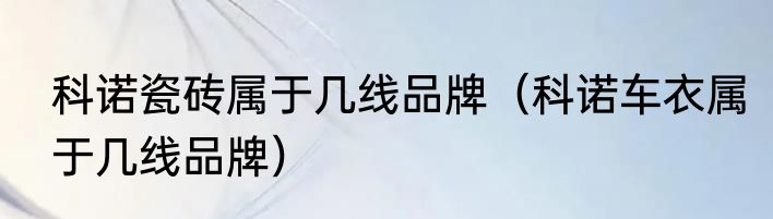 科诺瓷砖属于几线品牌（科诺车衣属于几线品牌）
