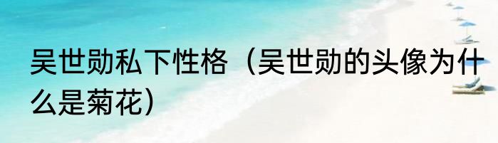 吴世勋私下性格（吴世勋的头像为什么是菊花）