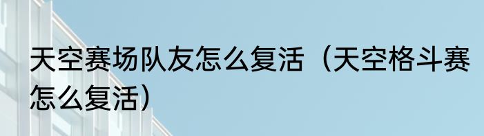 天空赛场队友怎么复活（天空格斗赛怎么复活）