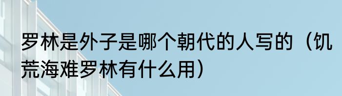 罗林是外子是哪个朝代的人写的（饥荒海难罗林有什么用）