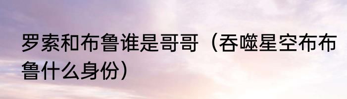 罗索和布鲁谁是哥哥（吞噬星空布布鲁什么身份）