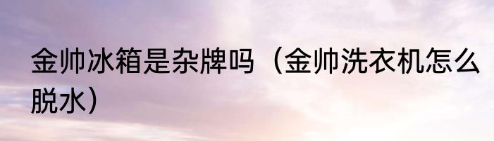 金帅冰箱是杂牌吗（金帅洗衣机怎么脱水）