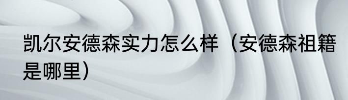 凯尔安德森实力怎么样（安德森祖籍是哪里）