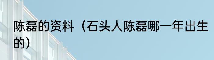 陈磊的资料（石头人陈磊哪一年出生的）