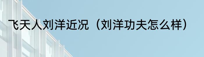 飞天人刘洋近况（刘洋功夫怎么样）