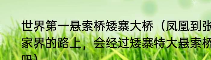 世界第一悬索桥矮寨大桥（凤凰到张家界的路上，会经过矮寨特大悬索桥吗）