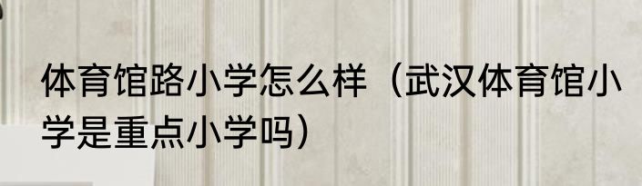 体育馆路小学怎么样（武汉体育馆小学是重点小学吗）