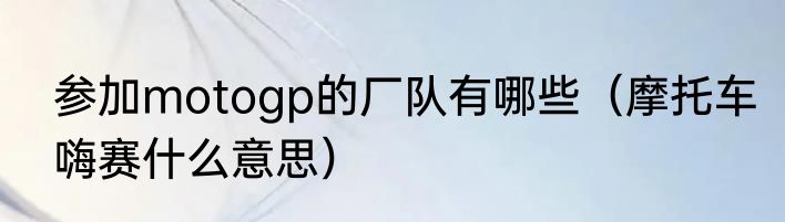 参加motogp的厂队有哪些（摩托车嗨赛什么意思）