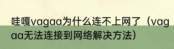 哇嘎vagaa为什么连不上网了（vagaa无法连接到网络解决方法）