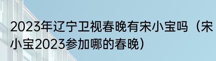 2023年辽宁卫视春晚有宋小宝吗（宋小宝2023参加哪的春晚）