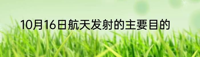 10月16日航天发射的主要目的