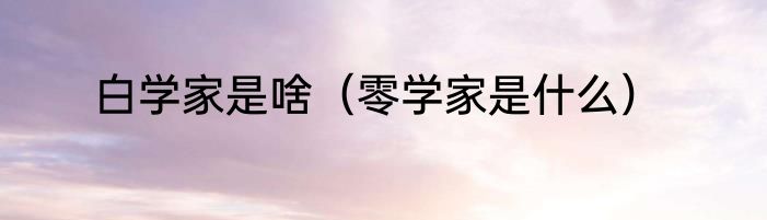 白学家是啥（零学家是什么）