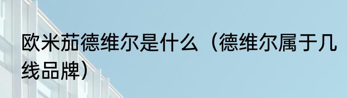 欧米茄德维尔是什么（德维尔属于几线品牌）