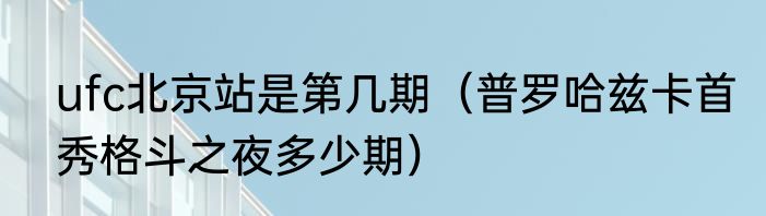 ufc北京站是第几期（普罗哈兹卡首秀格斗之夜多少期）