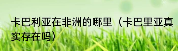 卡巴利亚在非洲的哪里（卡巴里亚真实存在吗）