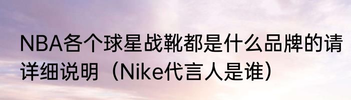 NBA各个球星战靴都是什么品牌的请详细说明（Nike代言人是谁）