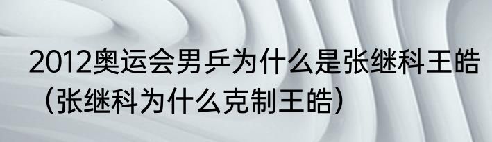 2012奥运会男乒为什么是张继科王皓（张继科为什么克制王皓）