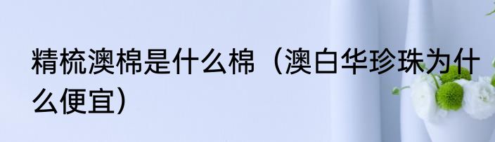 精梳澳棉是什么棉（澳白华珍珠为什么便宜）