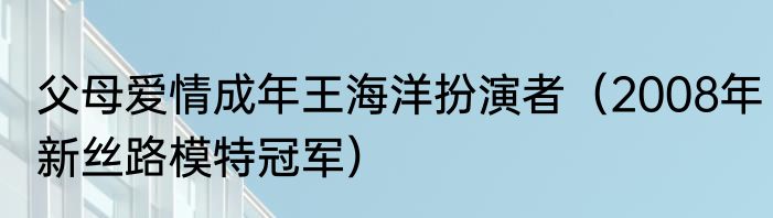 父母爱情成年王海洋扮演者（2008年新丝路模特冠军）