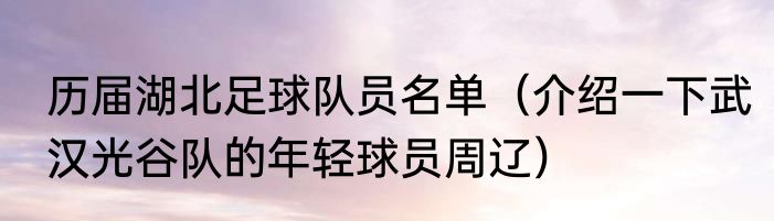 历届湖北足球队员名单（介绍一下武汉光谷队的年轻球员周辽）