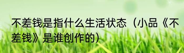 不差钱是指什么生活状态（小品《不差钱》是谁创作的）