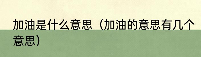 加油是什么意思（加油的意思有几个意思）