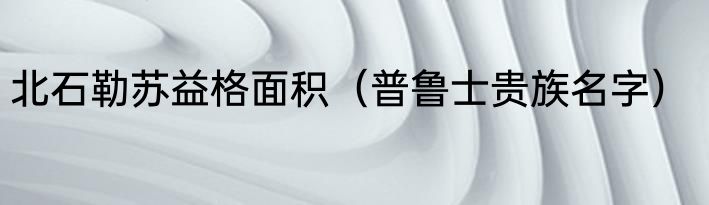 北石勒苏益格面积（普鲁士贵族名字）