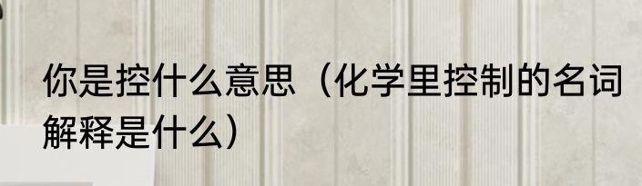 你是控什么意思（化学里控制的名词解释是什么）