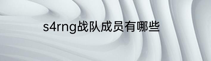 s4rng战队成员有哪些